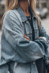 Metal Buttons Flap Pocket Drop Shoulder Denim Jacket